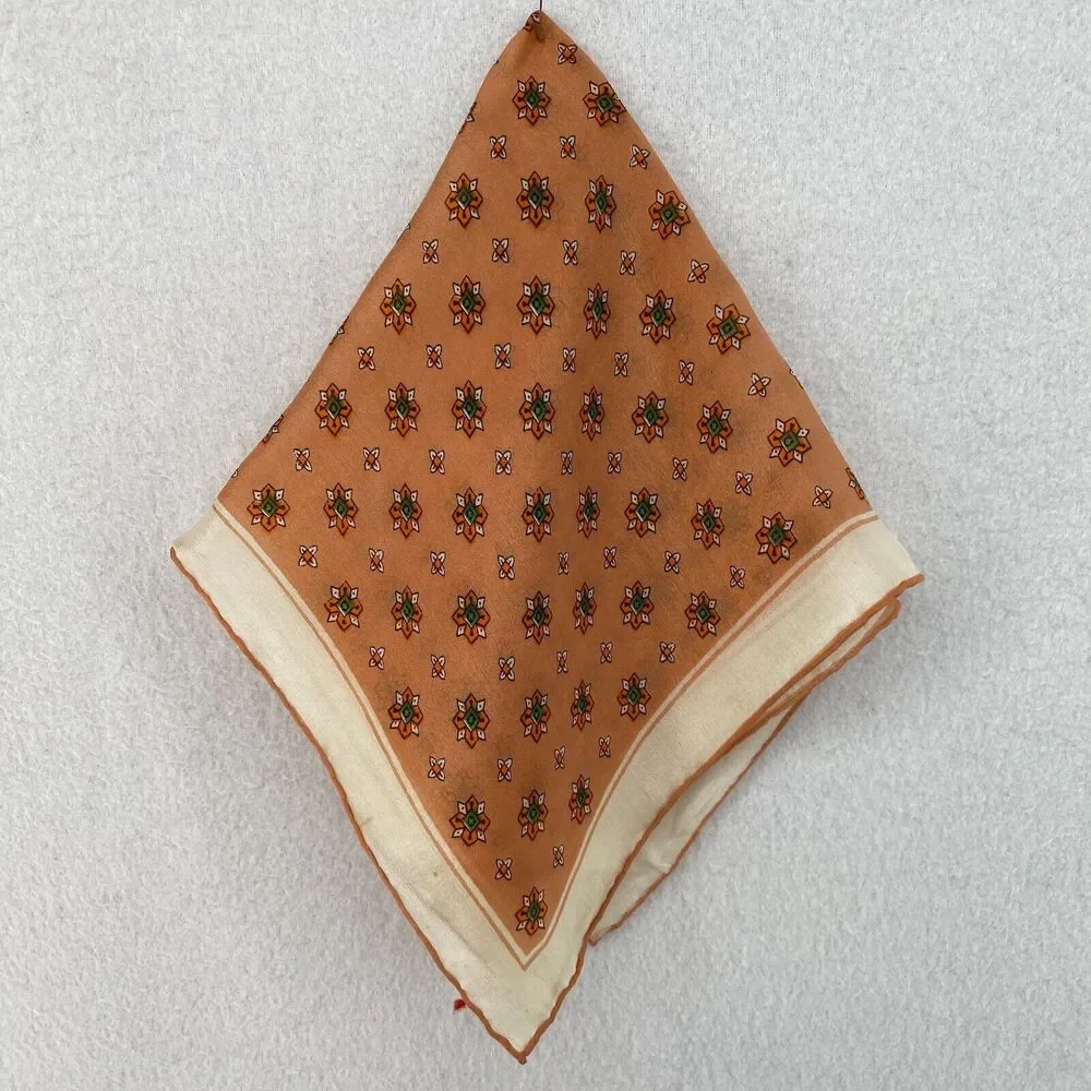 Neutral Tan Floral Print Women's Silk Scarf